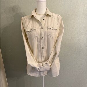 American Eagle Outfitters Cream Corduroy Button Up